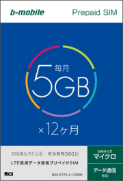 b-mobile 5GBプリペイドSIM 12ヶ月